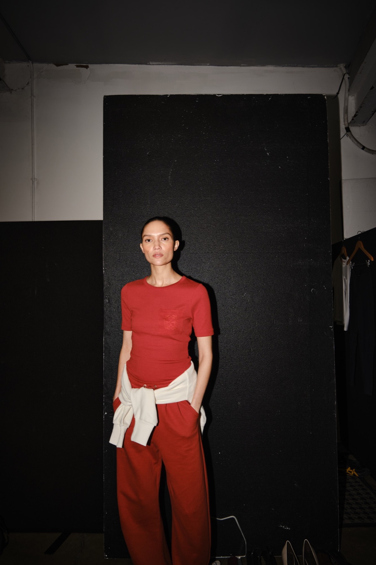 Model and production setting behind the scenes for Emello SS26