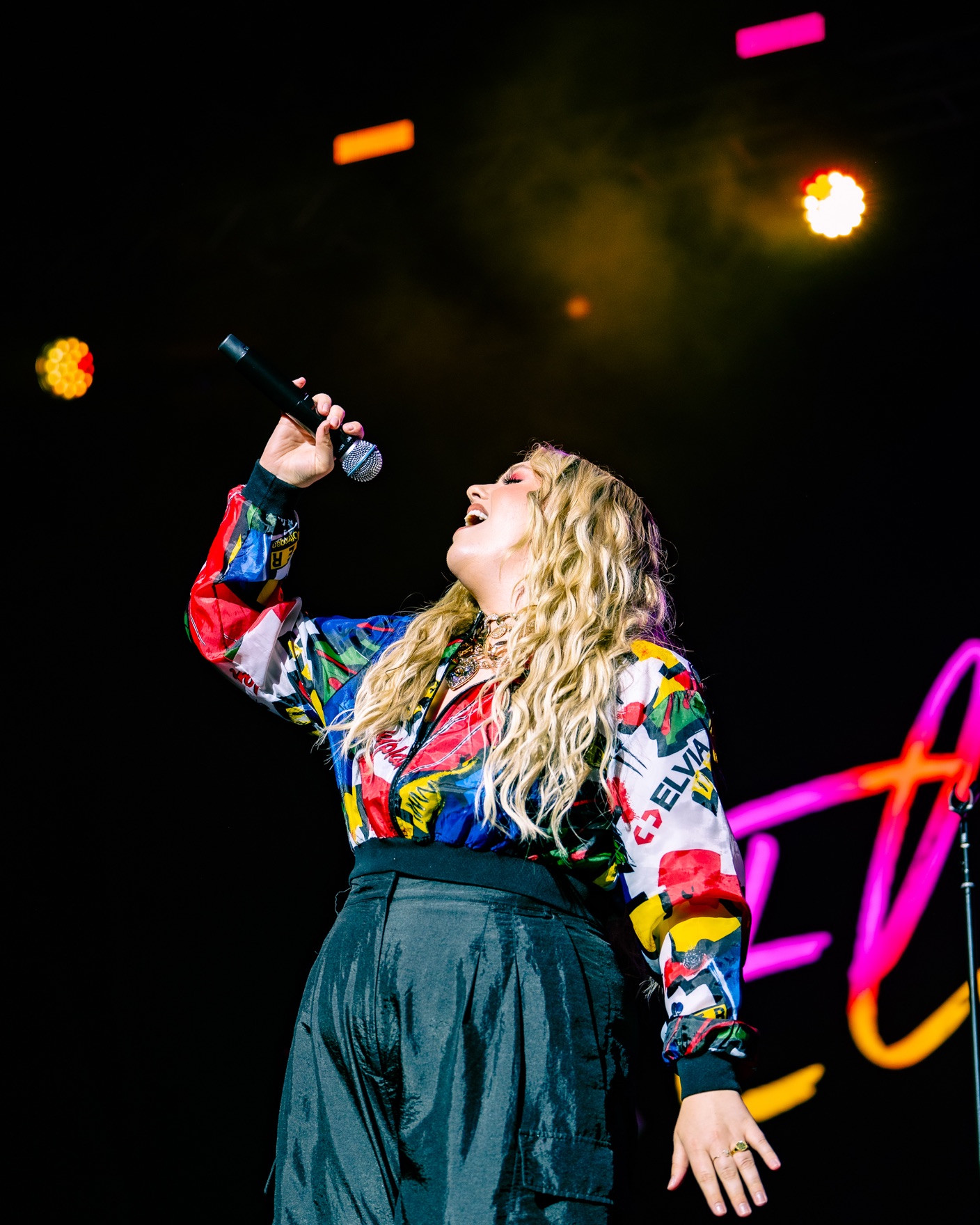 Singer performing live at the Formula E event