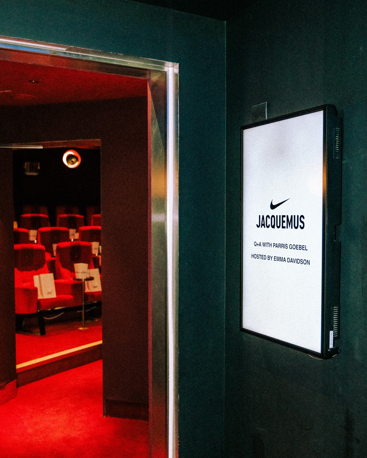 Entrance to the Nike x Jacquemus Q+A at Selfridges.